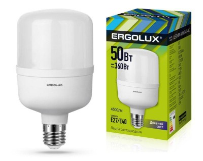 Лампа светодиодная LED-HW-50W-E40-6K 50Вт переходник E27/E40 в компл. 6500К 172-265В Ergolux 13556