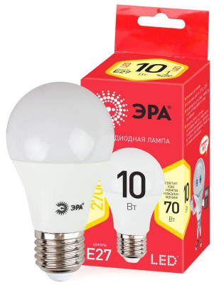Лампа светодиодная smd A60-10w-827-E27_ECO грушевидная ЭРА Б0028006