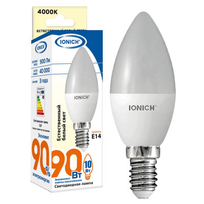 Лампа светодиодная ILED-SMD2835-C37-10-900-220-4-E14 IONICH 1551
