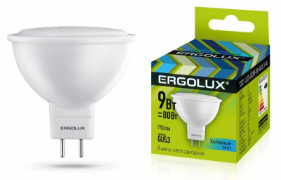 Лампа светодиодная LED-JCDR-9W-GU5.3-4K 9Вт JCDR рефлектор 4500К бел. GU5.3 180-240В Ergolux 13625