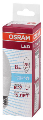 Лампа светодиодная LED Star Classic B 75 8W/840 8Вт свеча матовая 4000К нейтр. бел. E27 806лм 220-240В пластик. OSRAM 4058075210776