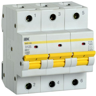 Выключатель автоматический модульный 3п D 125А 15кА ВА47-150 KARAT IEK MVA50-3-125-D