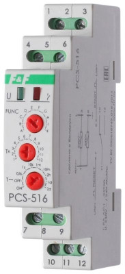 Реле времени PCS-516 8А 230В 1 перекл. IP20 многофункц. вход: START/RESET монтаж на DIN-рейке (аналог РВО-1М) F&F EA02.001.013