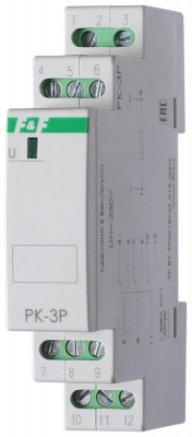 Реле промежуточное PK-3P/Un (монтаж на DIN-рейке 35мм 12В AC/DC 3х8А 3P IP20) F&F EA06.001.010