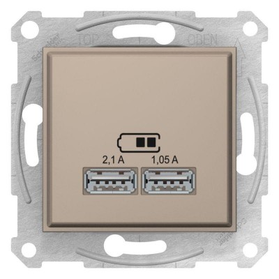 Механизм зарядного устройства USB Sedna 2.1А (2х1.05А) титан SchE SDN2710268