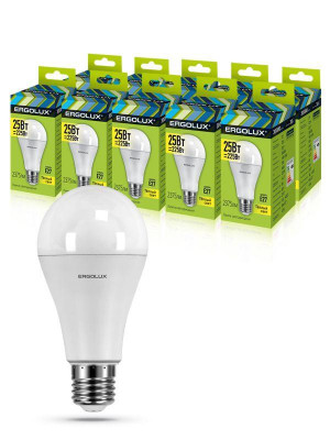 Лампа светодиодная LED-A65-25W-E27-3K ЛОН 25Вт E27 3000К 180-240В Ergolux 14226