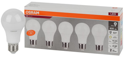 Лампа светодиодная LED Value LVCLA75 10SW/830 10Вт грушевидная матовая E27 230В 2х5 RU (уп.5шт) OSRAM 4058075577718