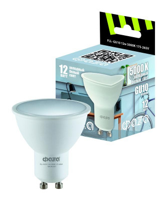 Лампа светодиодная FLL-GU10 12Вт PAR16 5000К холод. бел. GU10 175-265В 50Гц ФАZА 5038776