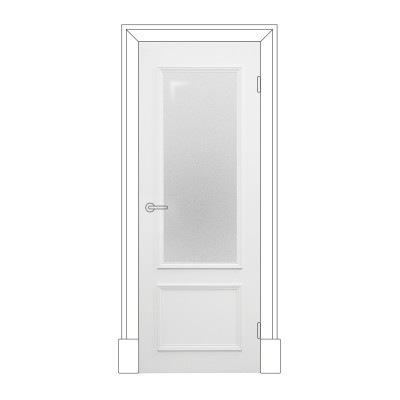 Олови полотно крашеное петербургские двери 2 белое стекло м7 (645х2050мм) без замка (с притвором)