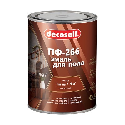 Пуфас эмаль для пола пф-266 красно-коричневая decoself (0,9кг)
