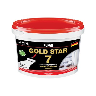 Пуфас gold star 7 краска акрилатная супербелая мат. основа а мороз. (2,7л=3,56кг)