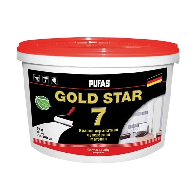 Пуфас gold star 7 краска акрилатная мат. основа d мороз. (9л=11,6кг)