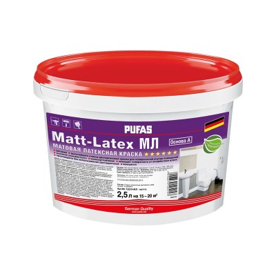 Пуфас matt-latex краска моющаяся латексная матовая основа а мороз. (2,5л=3,8кг) мл