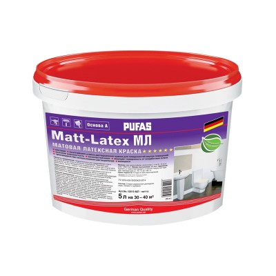 Пуфас matt-latex краска моющаяся латексная матовая основа а мороз. (5л=7,6кг) мл