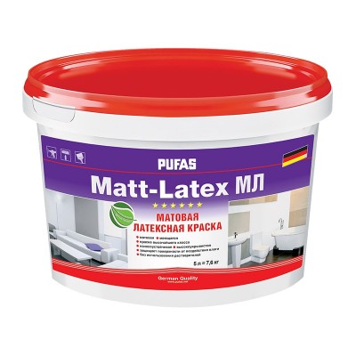 Пуфас matt-latex краска моющаяся латексная матовая основа d мороз. (5л=6,4кг) мл