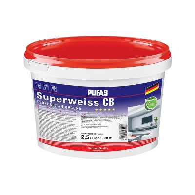 Пуфас superweiss краска интерьерная моющаяся супербелая мороз. (2,5л=3,95кг) св