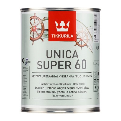 Тиккурила уника супер 60 ep (unica super) алкидоуретановый лак универсальный п/гл. (0,9л)
