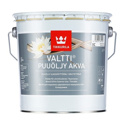 Тиккурила валтти аква eс (valtti puuoljy akva) в/д масло для наружных деревянных поверхностей (2,7л)