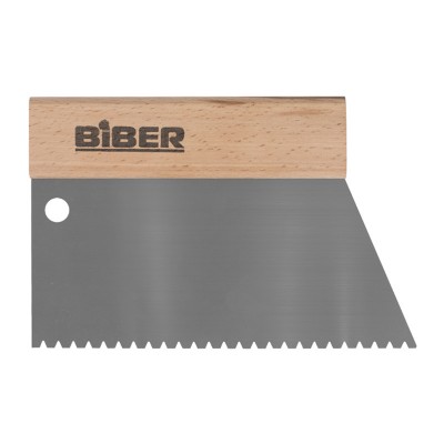 Бибер 35282 шпатель для клея нерж.сталь с деревянной ручкой,зубчатый тип b6,180мм (1/25)